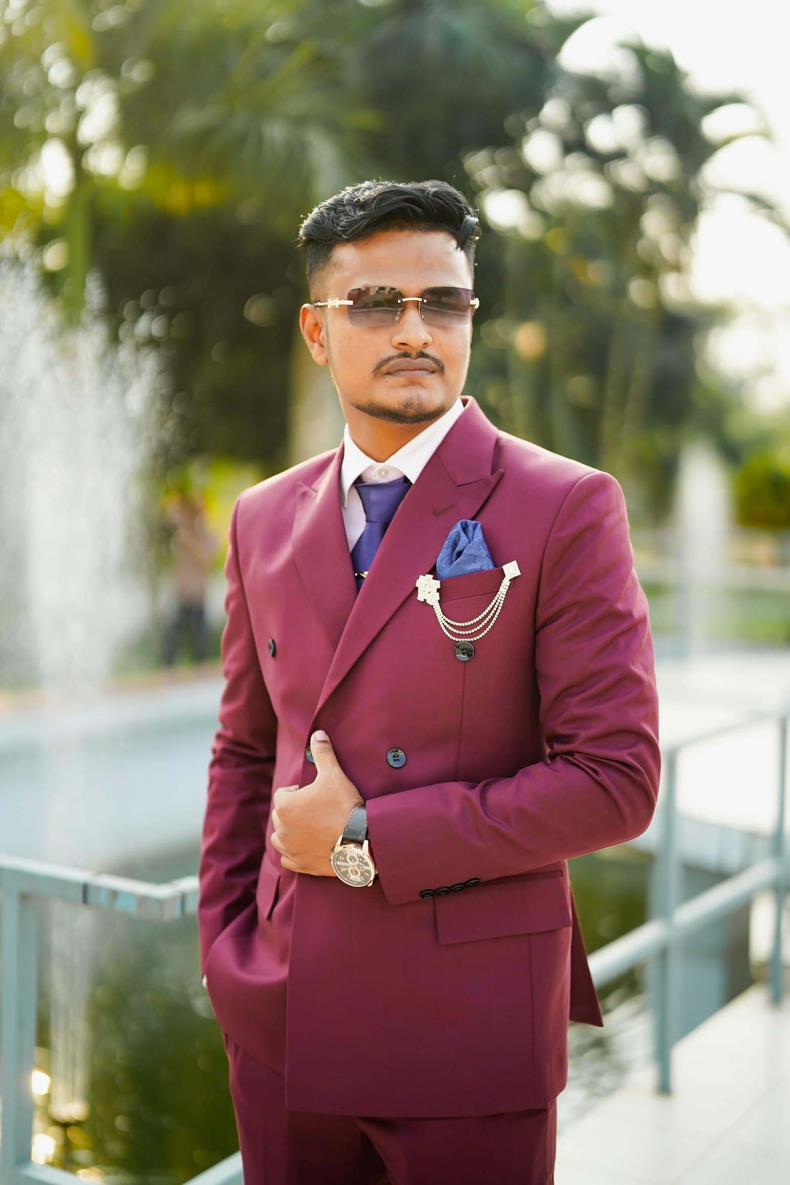 Maroon Double-Breasted Evening Suit, view 3