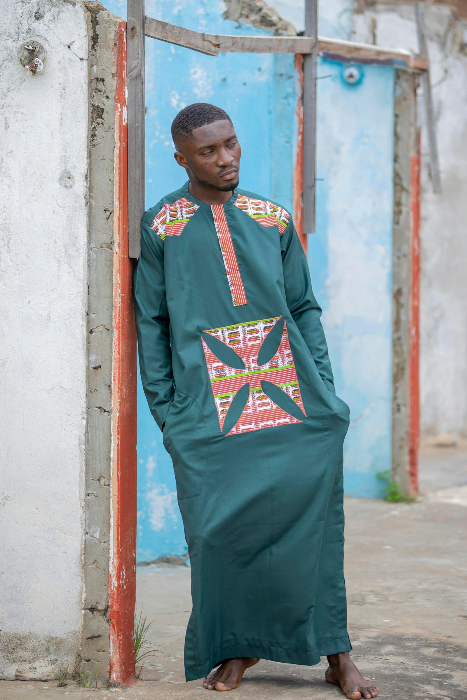Forest Green Panel Kaftan